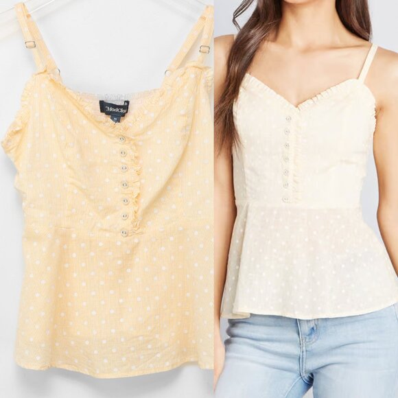 Modcloth Tops - Modcloth Airy Engagement Tank Top Sleeveless Peplum Shirt Yellow Size Medium